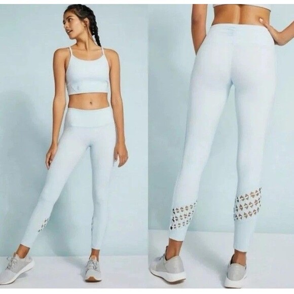 Free People Movement Leggings XS Blue Revelation Cutout Yoga Athletic High Waist - Picture 1 of 9